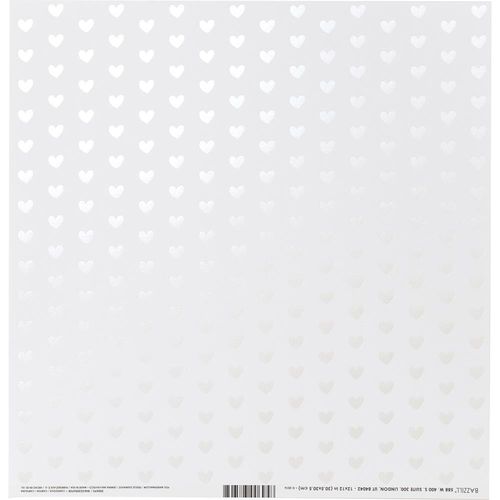 Bazzill Foiled Pattern Cardstock 12"X12" - Heart W/White Pearl, Marshmallow