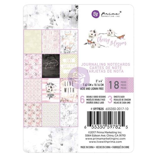 Cherry Blossom Journaling Cards Pad 3"X4"