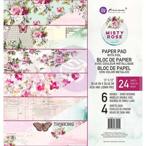 Misty Rose Foiled Double-Sided Paper Pad 12"X12"