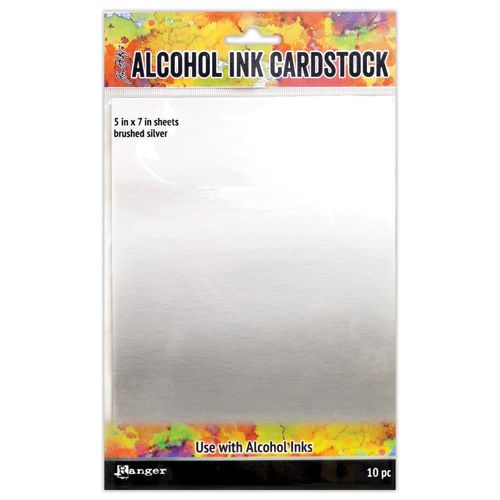 Tim Holtz Alcohol Ink Cardstock 5"X7" - Brushed Silver