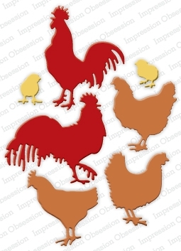 Stanzschablone Roosters and Chickens