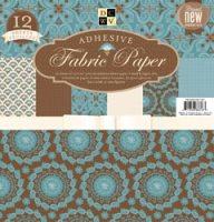 Blue Floral Adhesive Backed Fabric Paper Stack 12"X12"