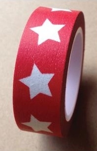 Washi Tape - Große Weisse Sterne auf Rot