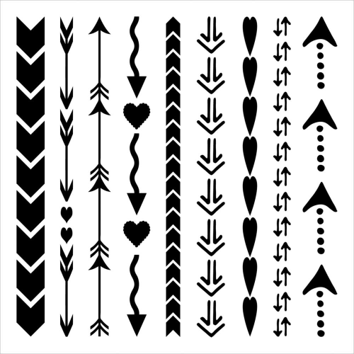 Schablone Arrows & Hearts 12" x 12"