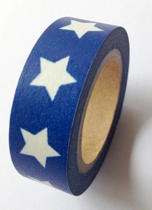 Washi Tape - Große Weisse Sterne auf Blau