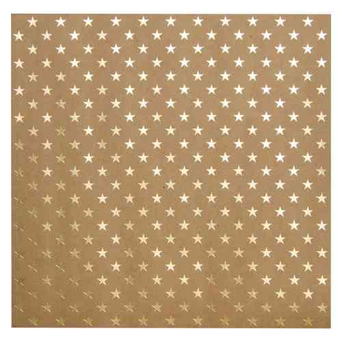 Bazzill Foiled Kraft Cardstock 12"X12" - Gold Stars