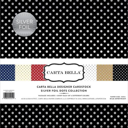 Collection Kit 12"X12" - Dots & Stripes W/Silver Foil