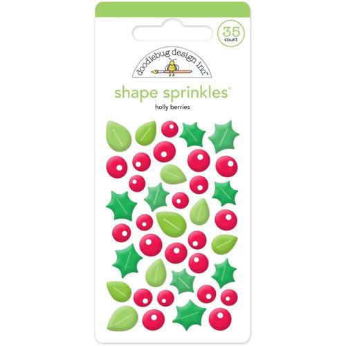 Doodlebug Adhesive Glossy Enamel - Here Comes Santa Claus Holly Berries