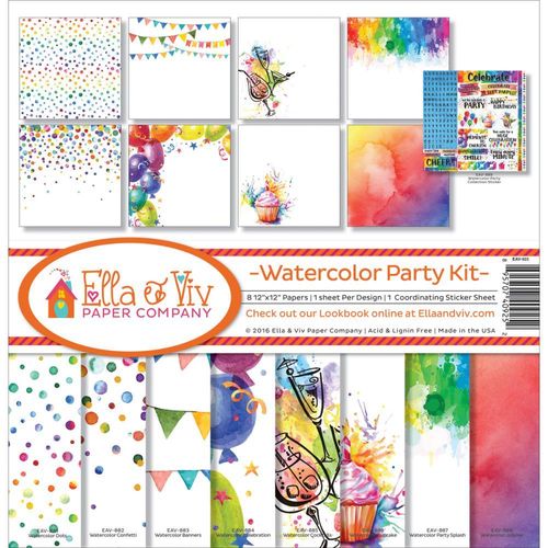 Watercolor Party Collection Kit 12"x12"
