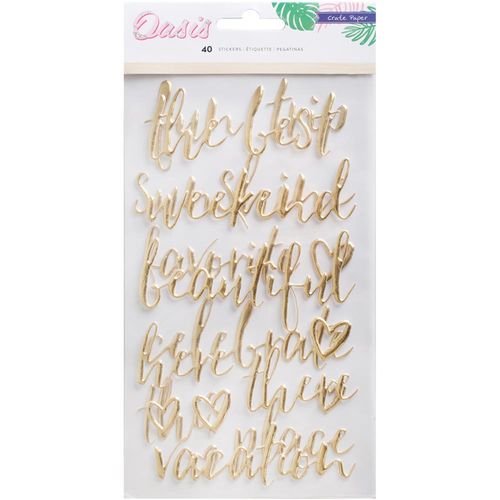 Oasis Puffy Stickers Phrases with Gold Foil
