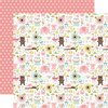 Papier Sweet Baby Girl - Animals/White Flowers On Pink