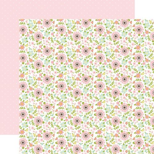 Papier Sweet Baby Girl - Pink & Green Flowers/White Dots On Pink