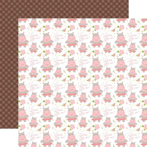 Papier Sweet Baby Girl - Welcome Little One, Hippos/Brown Dots