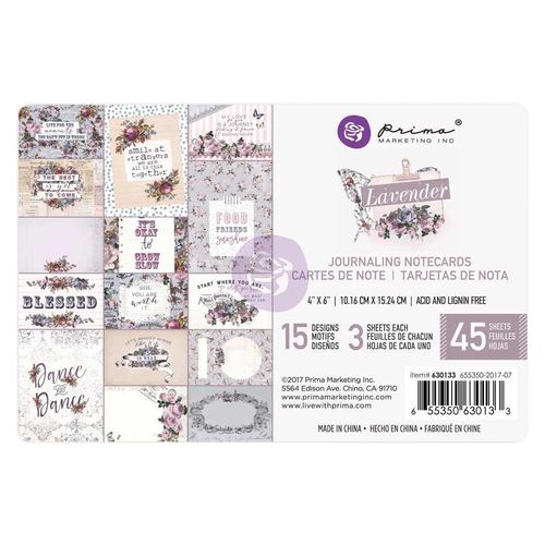 Lavender Journaling Cards 4"X6"