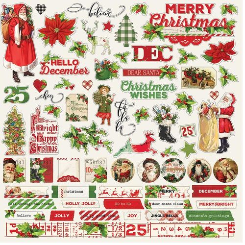 Simple Vintage Christmas Cardstock Stickers 12"X12" - Combo
