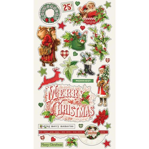 Simple Vintage Christmas Chipboard Stickers 6"X12"