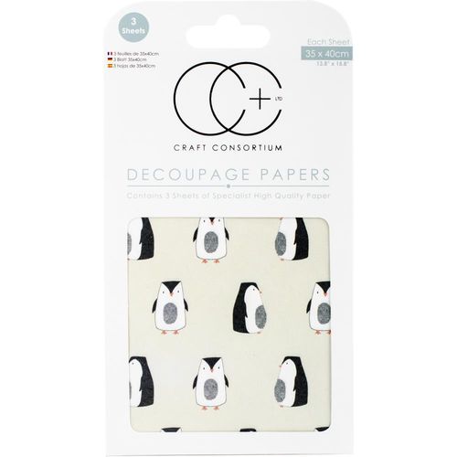 Busy Penguins Decoupage Papers 13.75"X15.75"