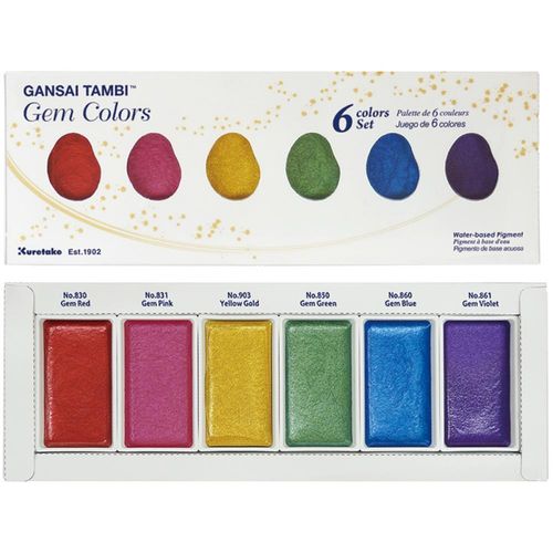 Kuretake Gansai Tambi 6 Color Set - Gem Colors
