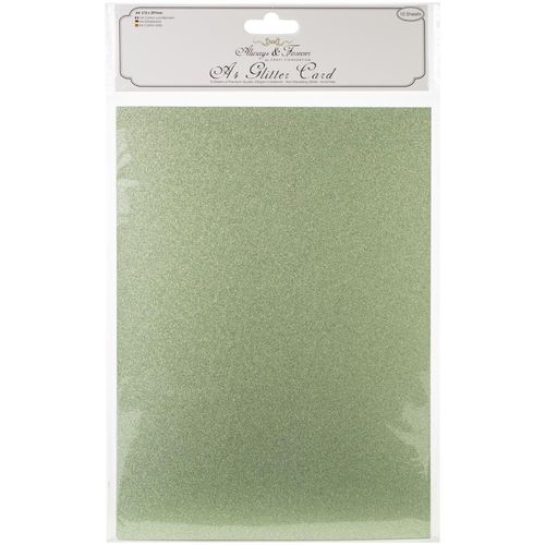 The Essential Glitter Card - Non Shedding A4 Glitter Card - Sage