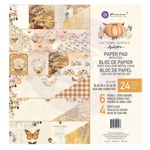 Autumn Sunset Foiled Double-Sided Paper Pad 12"X12"