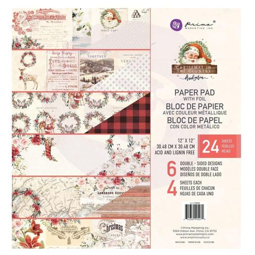 Christmas In The Country Foiled Double-Sided Paper Pad 12"X12"