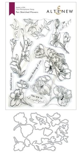 Clear Stamp & Die Bundle - Pen Sketched Flowers