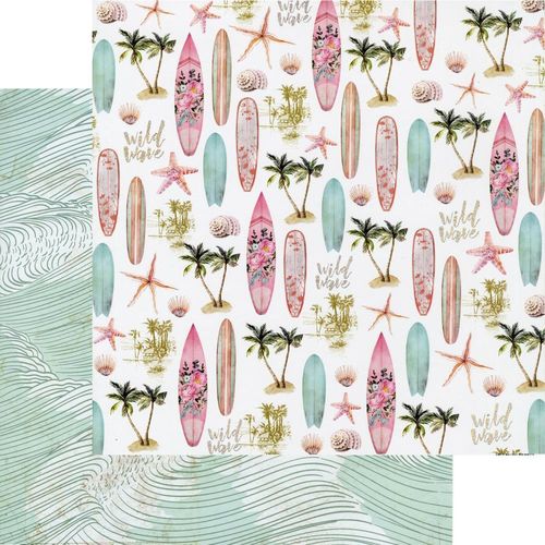 Surfboard Double-Sided Cardstock 12"x12" - Wild Waves