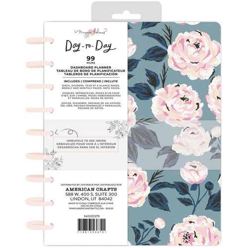 Maggie Holmes Day-To-Day Undated Dashboard Planner 7.5"X9.5" - Blue & Pink Rose