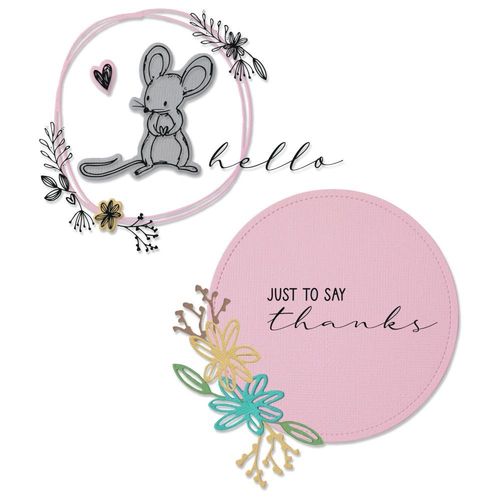 Sizzix Framelits Die Set with Stamps - Hello Mouse