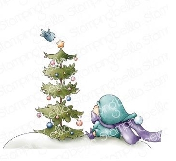 Cling - Bundle Girl W/Christmas Tree And Birdie