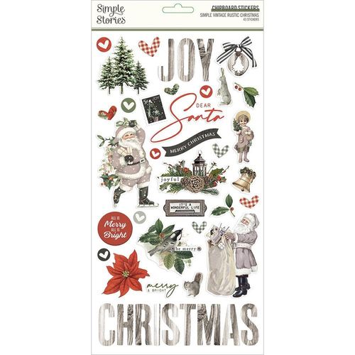 Simple Vintage Rustic Christmas Chipboard Stickers 6"X12"