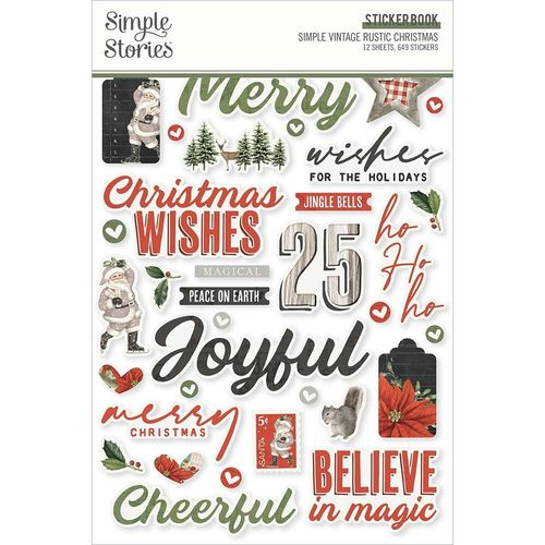 Simple Vintage Rustic Christmas Sticker Book 12/Sheets