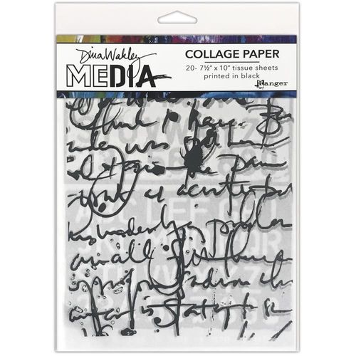 Dina Wakley Media Collage Tissue Paper 7.5"X10" - Text Collage