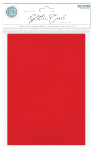 The Essential Glitter Card - Non Shedding A4 Glitter Card - Red