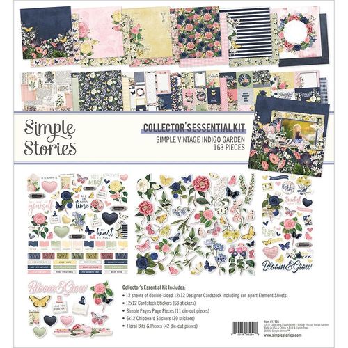Simple Stories Collector's Essential Kit 12"X12" - Simple Vintage Indigo Garden
