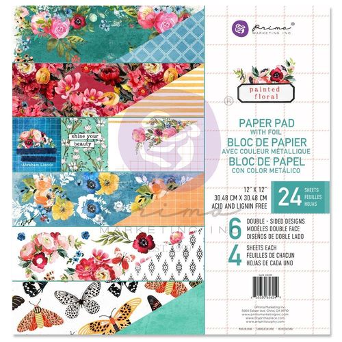 Painted Floral Double-Sided Paper Pad 12"X12"