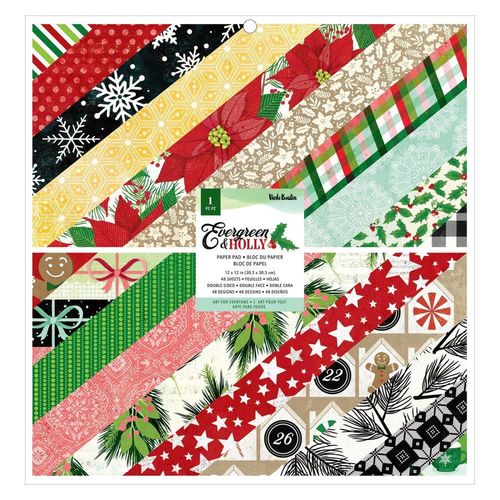 Vickie Boutin Paper Pad 12"X12"  - Evergreen & Holly