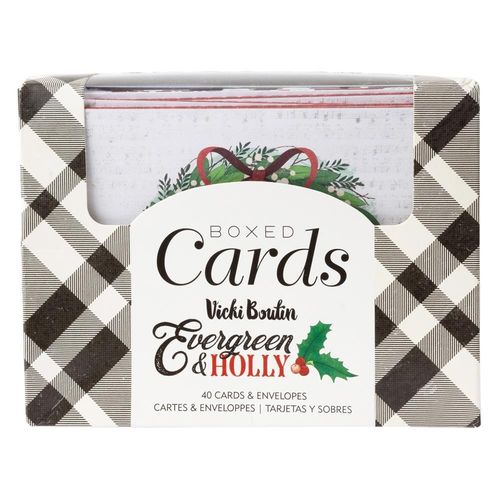 Vicki Boutin Evergreen & Holly Cards W/Envelopes