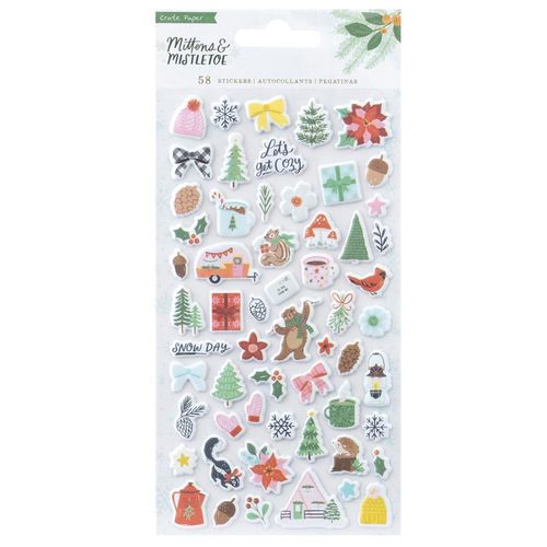 Crate Paper Mittens & Mistletoe Puffy Stickers