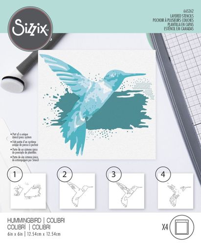 Sizzix Layered Stencil Set - Hummingbird (4)
