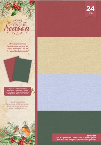 Tis the Season A4 Luxury Linen Cardstock Pack