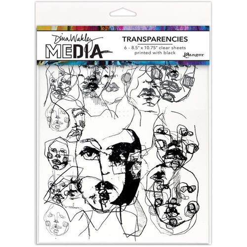 Dina Wakley Media Transparencies 8.5"X10.75"  - Abstract Portraits Set 1