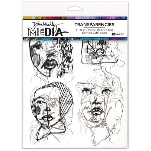 Dina Wakley Media Transparencies 8.5"X10.75"  - Abstract Portraits Set 2