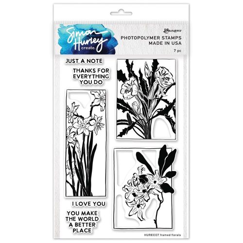 Simon Hurley create. Clear Stamps 6"X9" - Framed Florals