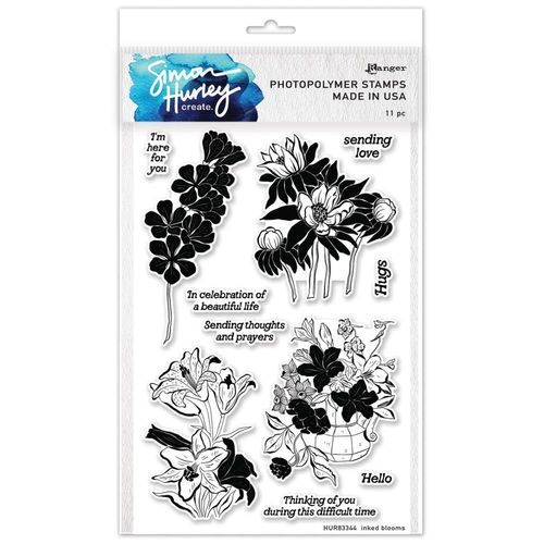 Simon Hurley create. Clear Stamps 6"X9" - Inked Blooms