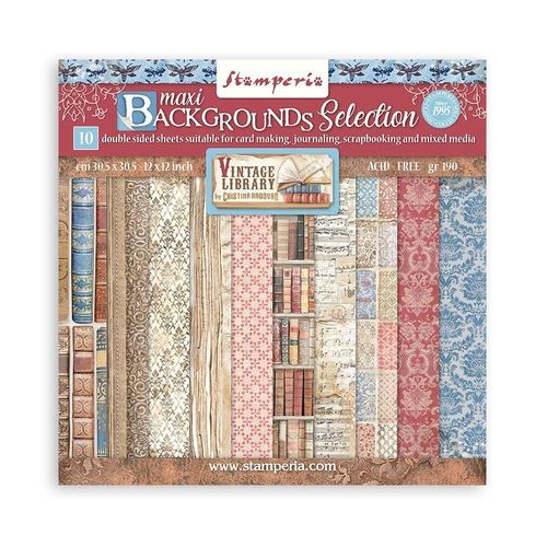 Vintage Library Maxi Background Paper Pack 12"x12"