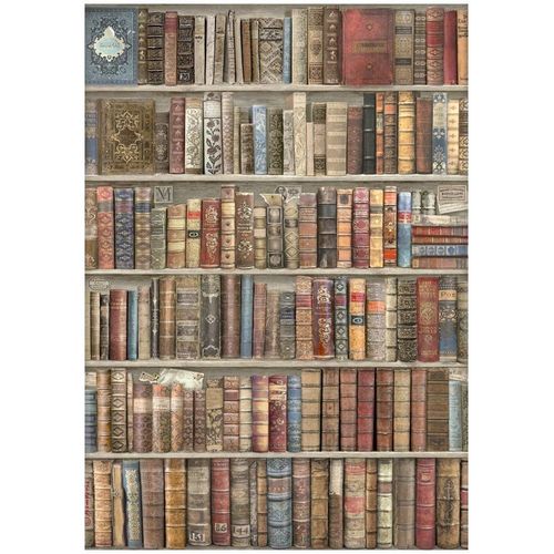 Vintage Library Rice Paper Sheet A4 - Bookcase