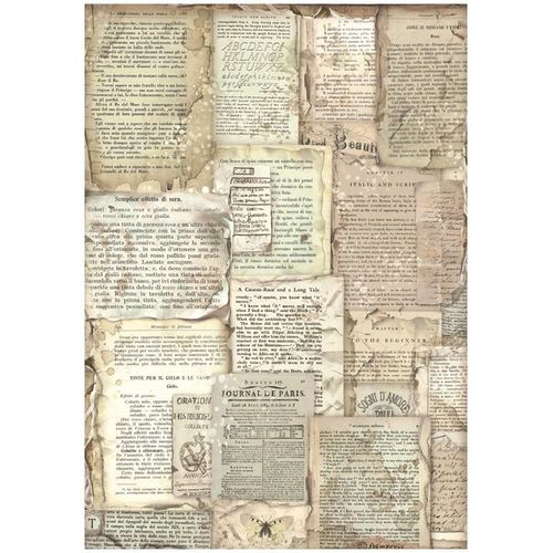 Vintage Library Rice Paper Sheet A4 - Book Pages