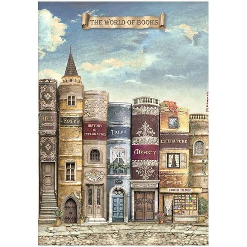 Vintage Library Rice Paper Sheet A4 - The World of Book