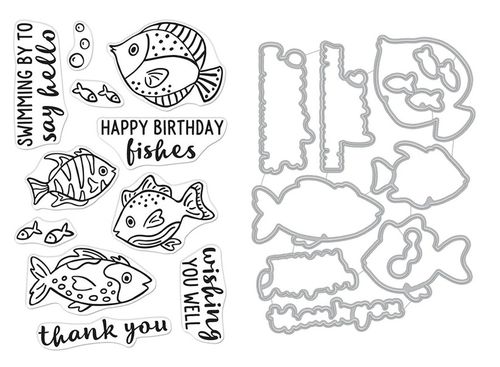 Hello Fishes Clear Stamp & Die Combo